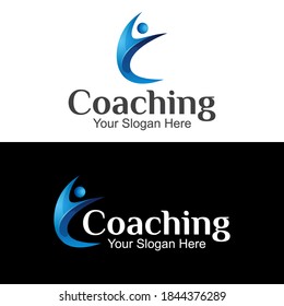 logotipo de entrenador, letra C con logotipo de gradiente de personas, diseño de logotipo de consultoría de marca