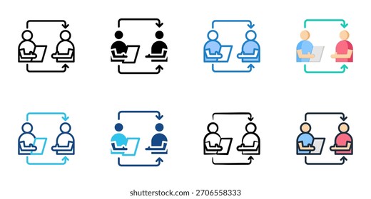 Ícone de coaching e mentoring definir ilustração vetorial de coleção de vários estilos 

