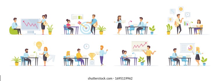 Coaching Mentoring Set People Characters Various Stock Vector (Royalty ...