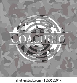  Coaching on grey camouflaged texture