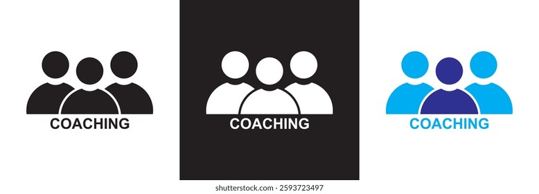 Coaching related icons. Mentoring, leadership, workshop etc.  isolated on white and black background. Vector illustration. EPS 10