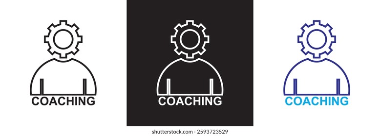 Coaching related icons. Mentoring, leadership, workshop etc.  isolated on white and black background. Vector illustration. EPS 10