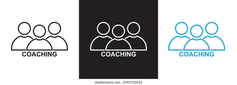 Coaching related icons. Mentoring, leadership, workshop etc.  isolated on white and black background. Vector illustration. EPS 10