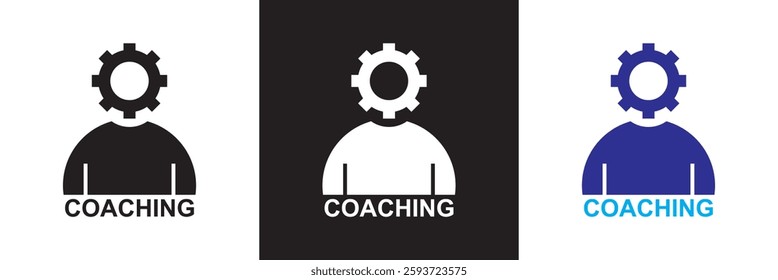 Coaching related icons. Mentoring, leadership, workshop etc.  isolated on white and black background. Vector illustration. EPS 10