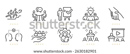 Coaching related line icons. Editable stroke