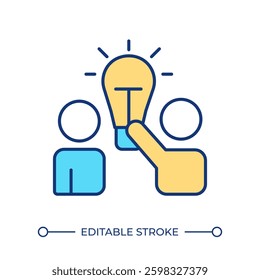 Coaching session RGB color icon. Problem solving, teaching. Learning strategy, task management. Idea, innovation. Isolated vector illustration. Simple filled line drawing. Editable stroke
