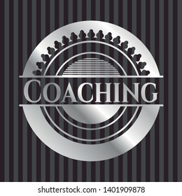 Coaching silver badge or emblem. Vector Illustration. Mosaic.