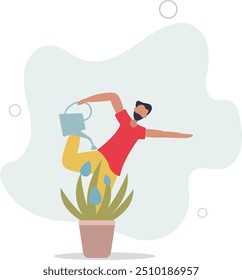 coaching or training to success, motivation to growing, develop skill or attitude concept.flat design with people.