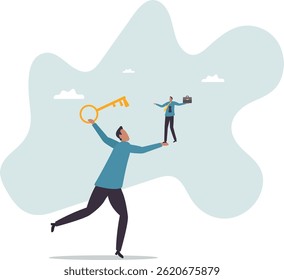 Coaching or training to unlock employee true potential and achieve career success, advance skill for talent personal development.character for design.