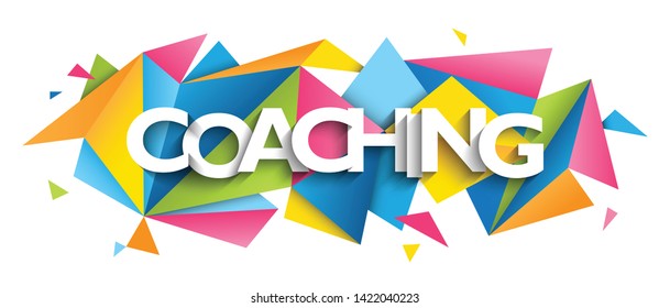 COACHING vector typography on colorful triangles banner