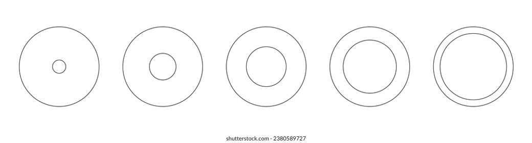 Coaching wheels, life round blanks. Diagrams infographic set. Circle graph line art. Chart icons. Outline donut charts. Geometric simple element. Vector illustration.