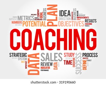 Coaching word cloud, business concept