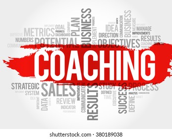 Coaching word cloud, business concept background