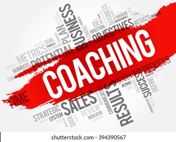 Coaching word cloud, business concept