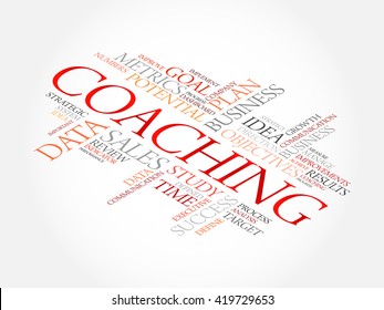Coaching word cloud, business concept