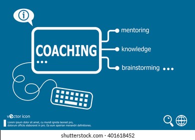 Coaching word cloud and flat design elements, business concept