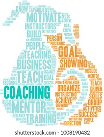 Coaching word cloud on a white background.