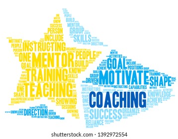 Coaching word cloud on a white background.