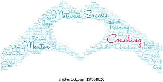 Coaching word cloud on a white background.