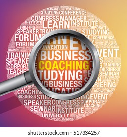 Coaching word cloud, presentation concept vector