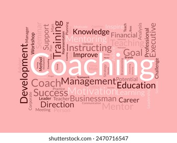 Coaching word cloud template. Support concept vector tagcloud background.