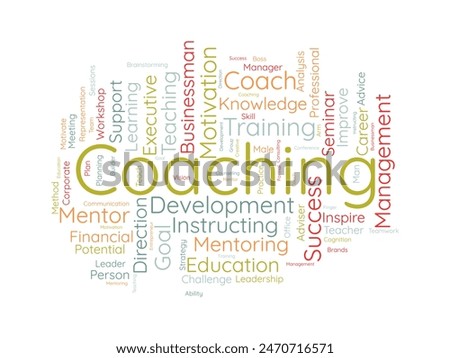 Coaching word cloud template. Support concept vector tagcloud background.