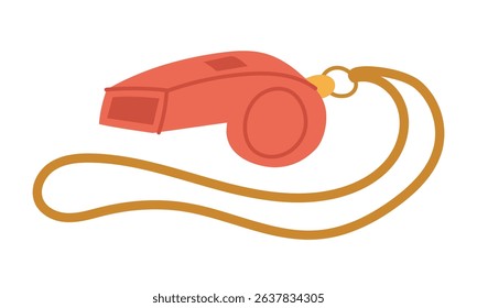 coach's whistle. A mentor's item for training. Flat color isolated illustration. It is suitable for applications, websites, blogs about training, yoga, health, rehabilitation and an active lifestyle.