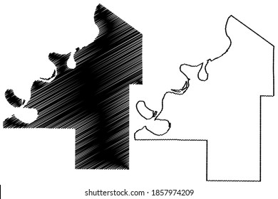 Coahoma County, Mississippi (U.S. county, United States of America, USA, U.S., US) map vector illustration, scribble sketch Coahoma map