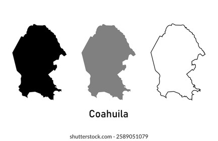 coahuila map Mexico state. map in various style outline, black, and gray