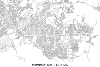 Torreón, Coahuila, Mexico, bright outlined vector map with bigger and minor roads and steets created for infographic backgrounds.