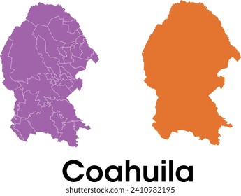 Coahuila state map in mexico