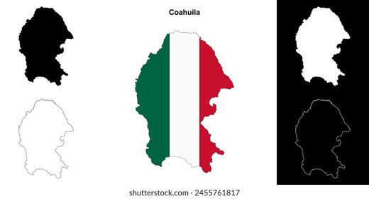 Coahuila state outline map set