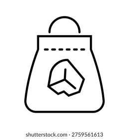 Coal bag icon. Industry and coal mining line symbol. Black and white.