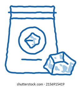 coal in bag sketch icon vector. Hand drawn blue doodle line art coal in bag sign. isolated symbol illustration