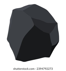 Coal black mineral resources. Pieces of fossil stone. Polygonal shape. Black rock stone of graphite or charcoal. Energy resource charcoal icon