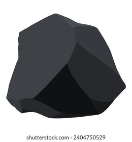 Coal black mineral resources. Pieces of fossil stone. Polygonal shape. Black rock stone of graphite or charcoal. Energy resource charcoal icon