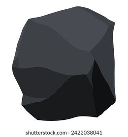 Coal black mineral resources. Pieces of fossil stone. Polygonal shape. Black rock stone of graphite or charcoal. Energy resource charcoal icon