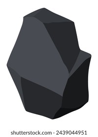 Coal black mineral resources. Pieces of fossil stone. Polygonal shape. Black rock stone of graphite or charcoal. Energy resource charcoal icon