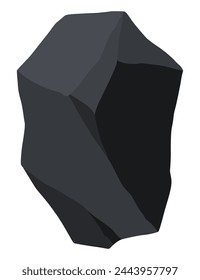 Coal black mineral resources. Pieces of fossil stone. Polygonal shape. Black rock stone of graphite or charcoal. Energy resource charcoal icon