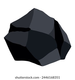 Coal black mineral resources. Pieces of fossil stone. Polygonal shape. Black rock stone of graphite or charcoal. Energy resource charcoal icon