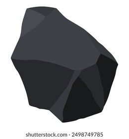 Coal black mineral resources. Pieces of fossil stone. Polygonal shape. Black rock stone of graphite or charcoal. Energy resource charcoal icon