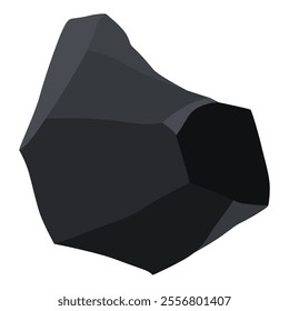 Coal black mineral resources. Pieces of fossil stone. Polygonal shape. Black rock stone of graphite or charcoal. Energy resource charcoal icon