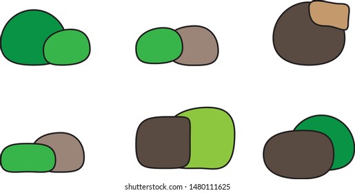 Coal black mineral rocks or stones set of different geometric polygonal shapes vector illustration isolated on white background. Energy resource charcoal icons. 


