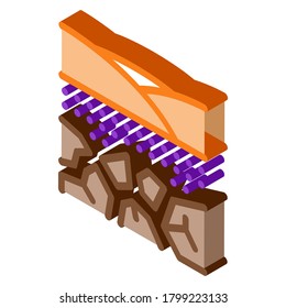 Kohle in den Schalen der Erde Symbol Vektorgrafik. isometrische Kohle in den Darmen des Erdzeichens. farbige einzelne Symbolillustration