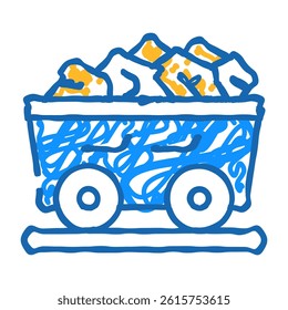 coal cart doodle icon sketch vector. coal cart sign. isolated symbol illustration