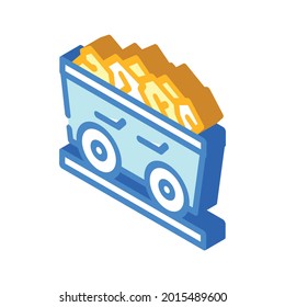 coal cart isometric icon vector. coal cart sign. isolated symbol illustration