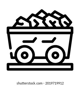 coal cart line icon vector. coal cart sign. isolated contour symbol black illustration