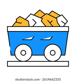 coal cart line icon vector. coal cart sign. isolated symbol illustration