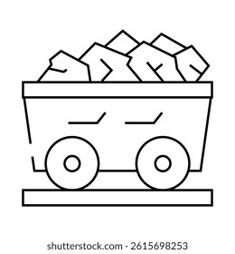 coal cart line icon vector. coal cart sign. isolated contour symbol black illustration