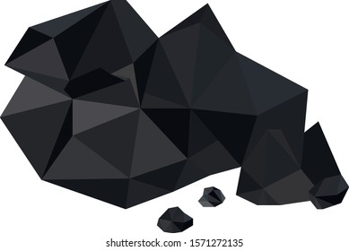Coal and Charcoal heaps. Isolated on white background